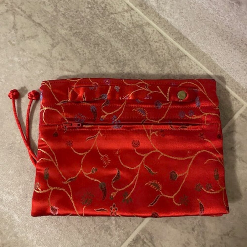 3/$12 Tie Wrap Silky Cosmetic Pouch EUC